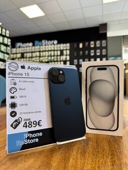 ZÁRUKA 1 ROK  |  iPhone 15 128GB Black