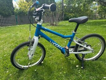 Predám detský bicykel WOOM 3 – modrý, 16”, top stav