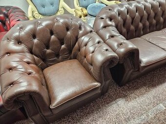 CHESTERFIELD ŠTÝL,KOŽENÁ SEDAČKA 3+2+1