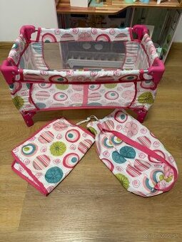 Skladacia postieľka pre bábiky aj s vaničkou a prísl.