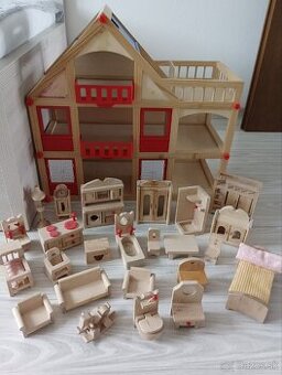 Drevenný domček s príslušenstvom