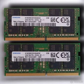 Pamäť RAM 64GB DDR4 SO-DIMM Samsung 3200 MHz (2x32GB) NOVÉ