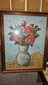 Starý obraz - ruže vo váze