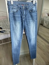 H&M modre rifle džinsy jeans skinny obtiahnuté