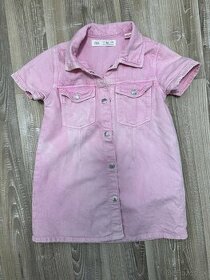 Detské džínsové ružové šaty zara 104 cm, 3-4 roky