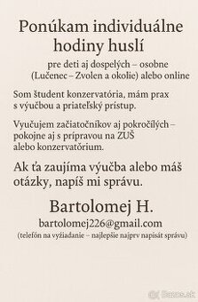 HUSLE-individuálne hodiny - Lučenec , Zvolen a okolie