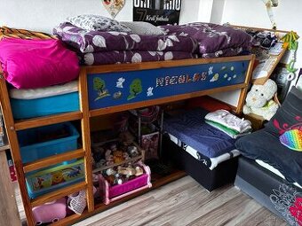 Detská poschodová posteľ s matracom