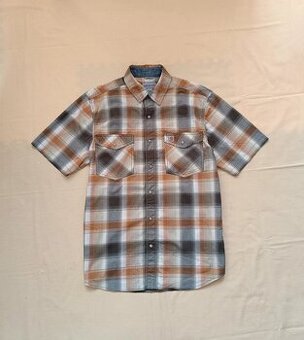 Carhartt károvaná košeľa s krátkym rukávom hnedá béžová M
