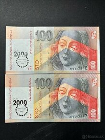 Bankovky Slovensko 100SK Bimilenium 2x čísla po sebe - 1