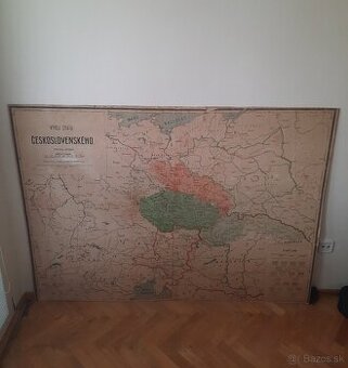 Mapa Československo 1922 - velky format 155 x 115 cm
