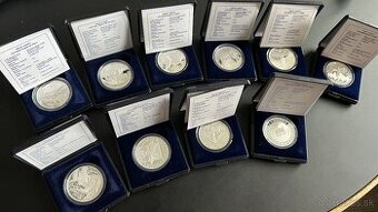 Strieborné mince SR Proof, BK , Pam.listy aj letáky