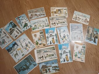 Zbierka pohľadníc / gramofónové platne, známky, pohĺadnice