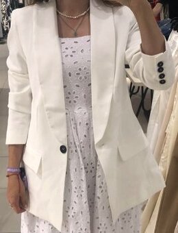 ——-Nové biele oversized sako Reserved, XS/S/M, 21 E—-