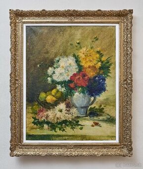 Veľký obraz s kvetinovým zátiším, signované