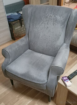 Pohodlné kreslo ušiak VIOLA, sivé, ako nové