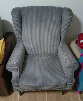 Pohodlné kreslo ušiak VIOLA, sivé, ako nové