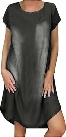 Letné šedočierne dámske šaty, L/XL,XL/2XL,2XL/3XL