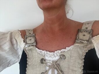 Ľanové folk šaty kroj vel 38