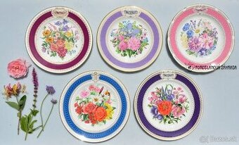 Krásne rozkvitnuté porcelánové taniere z Anglicka