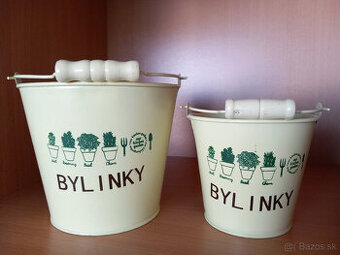 Sada 2ks kovové vedierka, obaly na kvetináče s bylinkami