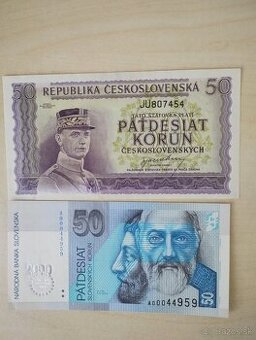 predám staré bankovky 50 korún