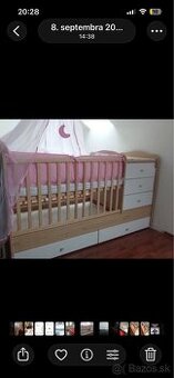 Kvalitná rastúca postieľka z masívu + kokosový matrac