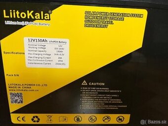LiitoKala LiFePo4 12V 150AH s BMS - Trakčná Batéra - Nová