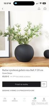 Čierna matná handmade váza “Ball” od Cooee Design