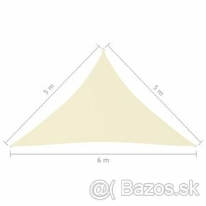 Tieniaca plachta, oxford, trojuholníková 5x5x6 m, krémová - 1