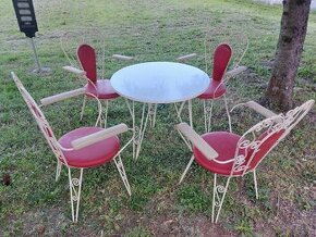 Kovove retro stoličky 4-kus  a 1x stol