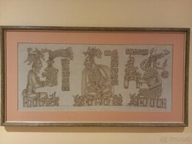 Obraz Aztecka kresba Mexico - pyrografia