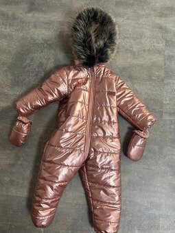 Dievčenský zimný overal rose gold matt