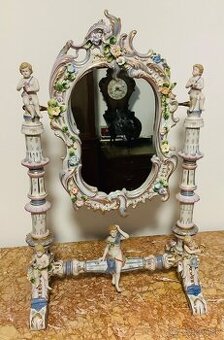Staré porcelánové stolní zrcadlo Německo