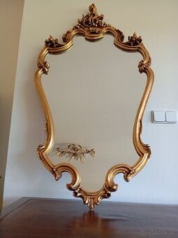 Luxusné masívne starožitné zrkadlo, pozlátené 125x70 cm