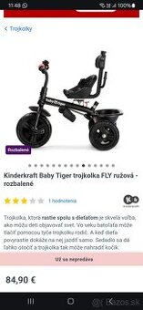 Kinderkraft Baby Tiger trojkolka FLY ružová