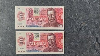 50 Kčs 1987 + SK kolok, stav N