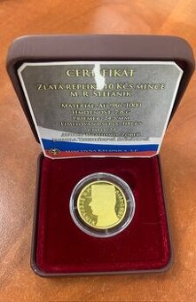 10 KČS 1991 ZLATÁ REPLIKA S MOTÍVOM M. R. ŠTEFÁNIKA