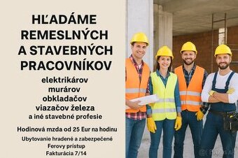 Hľadáme stavebných pracovníkov