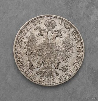 Strieborný Spolkový Toliar FJ I. 1863 B - Zriedkavý