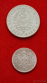 Mince Deutsches Reich 5 Mark 1876 A +Jubilejna 2 Mark 1901 A