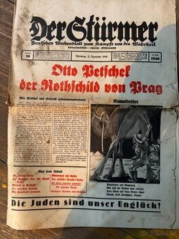 Artefakt 2. sv. vojny - noviny Der Stürmer 12/1940 č.50