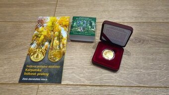 Zlatá zberateľská minca 100 € Karpatske bukove pralesy 2015