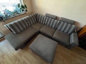 Rohová sedacia súprava typu L – ľavý roh v hnedej farbe