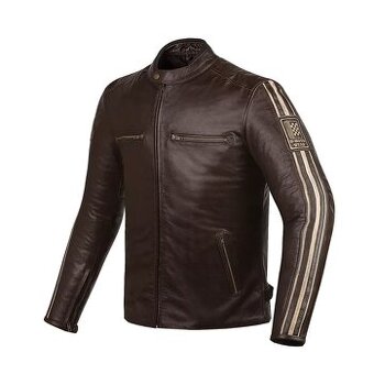 Moto Kožená Bunda Brown Vintage Stripess