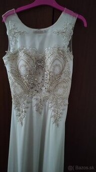 Biele šaty so zlatou aplikáciou  veľkosť 36