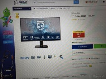 Dva Philips 27" monitory spolu s drziakom na stenu