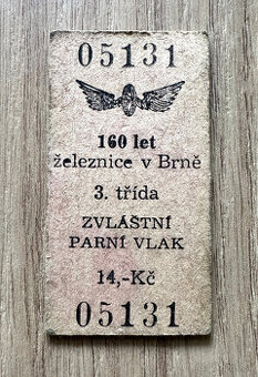 železniční jízdenka parní vlak zvláštní