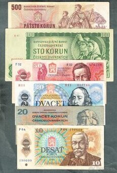 Staré bankovky sestava 1961-1988 - 6 kusů