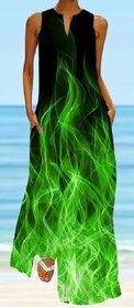 Čierno zelené letné maxi šaty, v. 2XL/3XL, v. 50/52