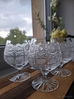 Luxusný vintage set brúsených pohárov na koňak / brandy